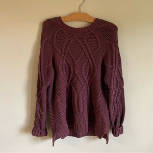Noisy May Cable Knit Sweater Burgundy Size Large